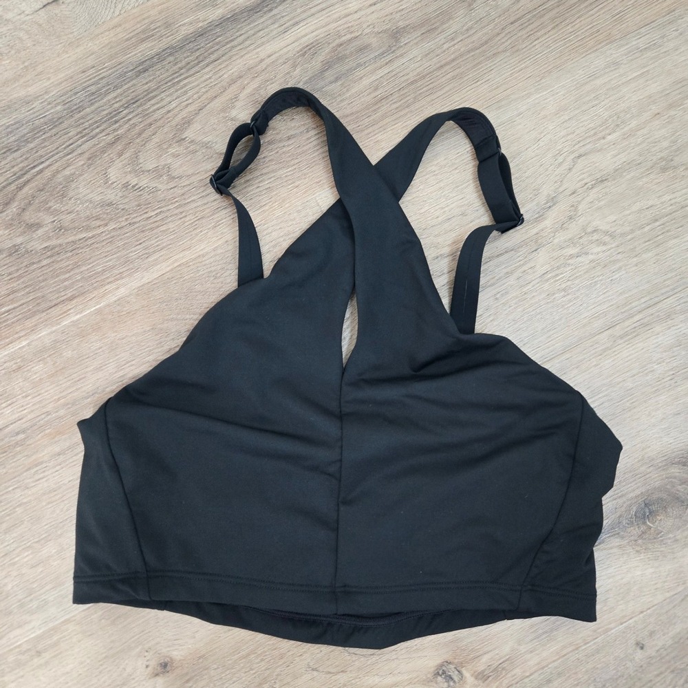 Athleta Black High Neck Keyhole Sports Bra Adjustable Straps Medium